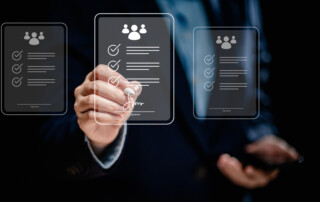 Businesswomen use stylus pens to sign approved electronic documents via the system, e-signing management, smart office paperless, working operating paperwork process automation online to efficient. e forms, electronic signature